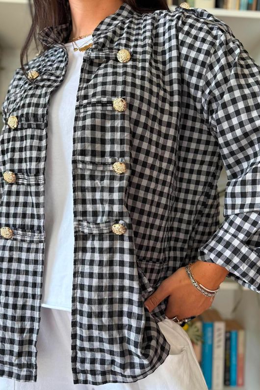 Nonni Gingam Napoleon Jacket Black